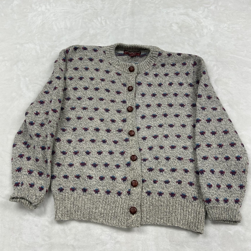 American Eagle Cardigan Sweater Womens L Gray Wool Blend Vintage Knit USA
